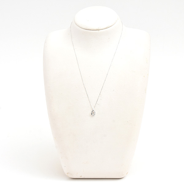 ヨンドシー ネックレス レディース 3Pダイヤ ドロップ ペンダント ホワイトゴールド K18WG 4℃ 中古