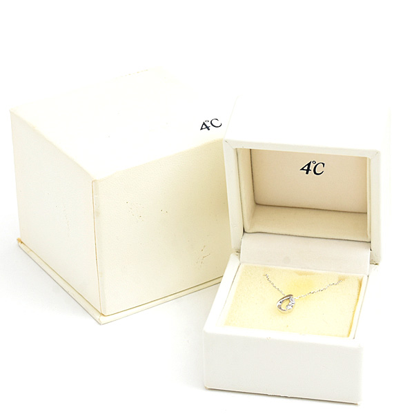 ヨンドシー ネックレス レディース 3Pダイヤ ドロップ ペンダント ホワイトゴールド K18WG 4℃ 中古