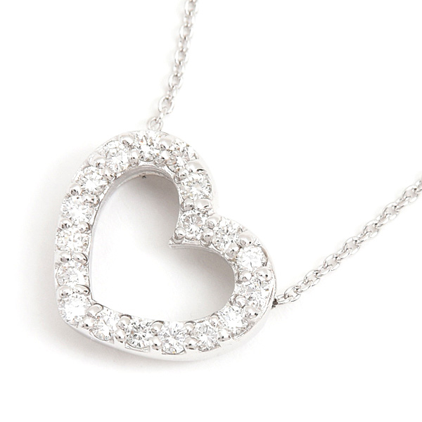 ポンテヴェキオ ネックレス レディース ハート ダイヤ ペンダント D0.30ct ホワイトゴールド K18WG Ponte Vecchio 中古