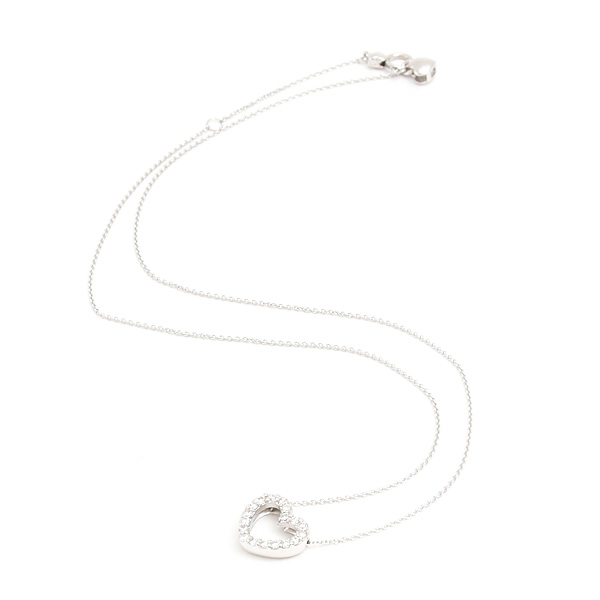 ポンテヴェキオ ネックレス レディース ハート ダイヤ ペンダント D0.30ct ホワイトゴールド K18WG Ponte Vecchio 中古