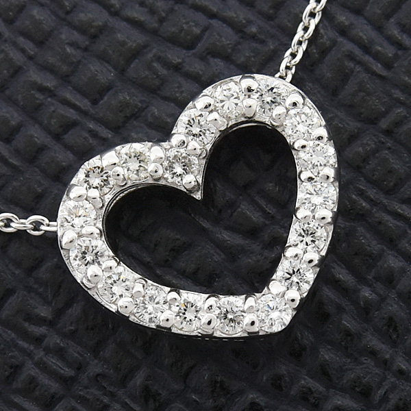 ポンテヴェキオ ネックレス レディース ハート ダイヤ ペンダント D0.30ct ホワイトゴールド K18WG Ponte Vecchio 中古