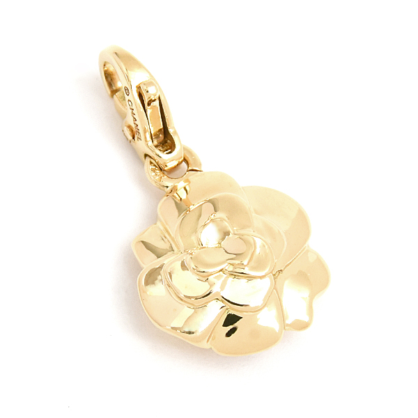 シャネル ペンダント レディース カメリア チャーム トップ イエローゴールド フラワー CHANEL 750YG K18 中古