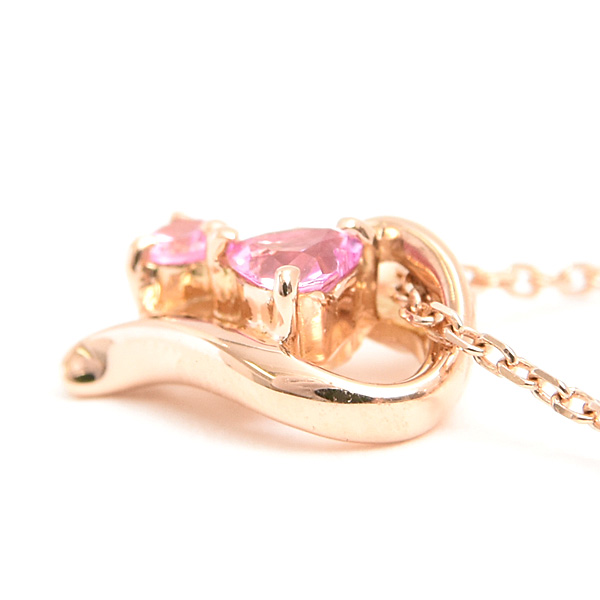 ヨンドシー ネックレス レディース ハートモチーフ ピンクサファイア ダイヤ ペンダント ピンクゴールド K18PG 4℃ 中古