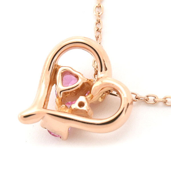 ヨンドシー ネックレス レディース ハートモチーフ ピンクサファイア ダイヤ ペンダント ピンクゴールド K18PG 4℃ 中古