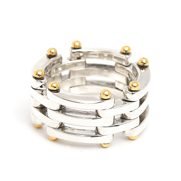 ティファニー 指輪 レディース ゲートリンク リング 実測12号 GATE LINK スターリングシルバー イエローゴールド TIFFANY SV925 750YG 中古