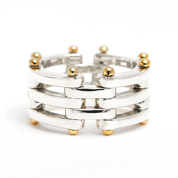 ティファニー 指輪 レディース ゲートリンク リング 実測12号 GATE LINK スターリングシルバー イエローゴールド TIFFANY SV925 750YG 中古