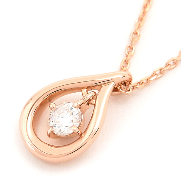 カナルヨンドシー ネックレス レディース ドロップモチーフ スイング 1Pダイヤ ペンダント ピンクゴールド K18PG Canal 4℃ 中古