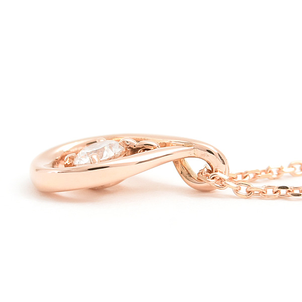 カナルヨンドシー ネックレス レディース ドロップモチーフ スイング 1Pダイヤ ペンダント ピンクゴールド K18PG Canal 4℃ 中古