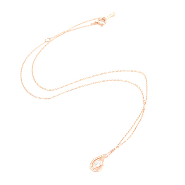 カナルヨンドシー ネックレス レディース ドロップモチーフ スイング 1Pダイヤ ペンダント ピンクゴールド K18PG Canal 4℃ 中古