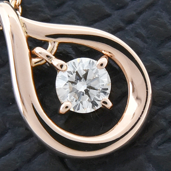 カナルヨンドシー ネックレス レディース ドロップモチーフ スイング 1Pダイヤ ペンダント ピンクゴールド K18PG Canal 4℃ 中古