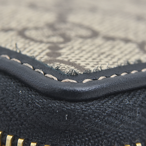 グッチ 財布 レディース GGエンブレム ジップアラウンドウォレット ベージュ×ブラック GUCCI 819122 FAD6L 9741 PVC 未使用展示品