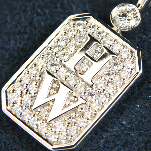 ハリーウィンストン ペンダント レディース HWロゴ パヴェダイヤ ペンダント プラチナ HARRY WINSTON PT950 中古