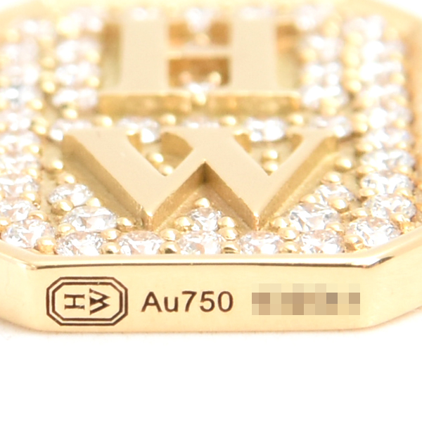 ハリーウィンストン ペンダント レディース HWロゴ パヴェダイヤ ペンダント ゴールド HARRY WINSTON 750YG 中古
