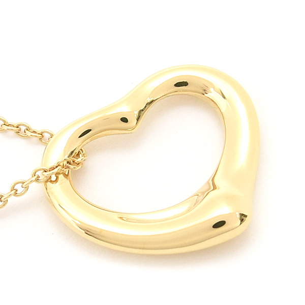 ティファニー ネックレス レディース オープンハート ペンダント エルサペレッティ イエローゴールド 750YG TIFFANY 中古