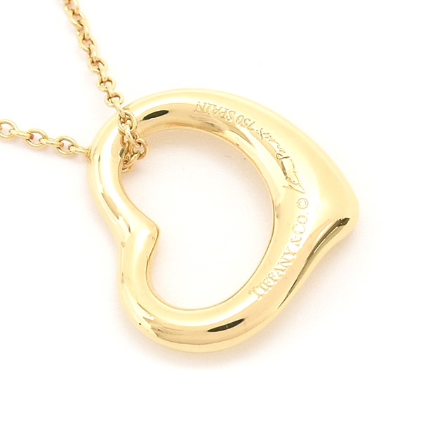 ティファニー ネックレス レディース オープンハート ペンダント エルサペレッティ イエローゴールド 750YG TIFFANY 中古