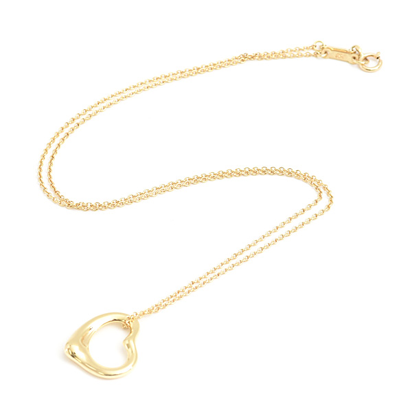 ティファニー ネックレス レディース オープンハート ペンダント エルサペレッティ イエローゴールド 750YG TIFFANY 中古