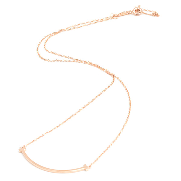 ティファニー ネックレス レディース Tスマイル スモール ピンクゴールド 750PG TIFFANY 中古