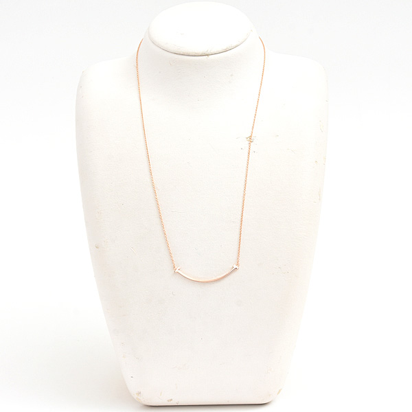 ティファニー ネックレス レディース Tスマイル スモール ピンクゴールド 750PG TIFFANY 中古