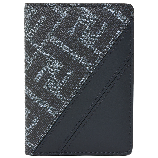 フェンディ カードケース メンズ ダイアゴナル カードケース PVC×レザー ブルー FENDI 7M0349ASICF1O97 中古