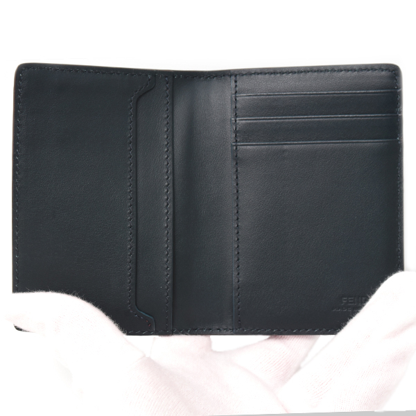 フェンディ カードケース メンズ ダイアゴナル カードケース PVC×レザー ブルー FENDI 7M0349ASICF1O97 中古