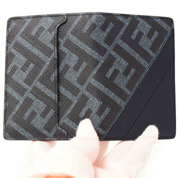 フェンディ カードケース メンズ ダイアゴナル カードケース PVC×レザー ブルー FENDI 7M0349ASICF1O97 中古