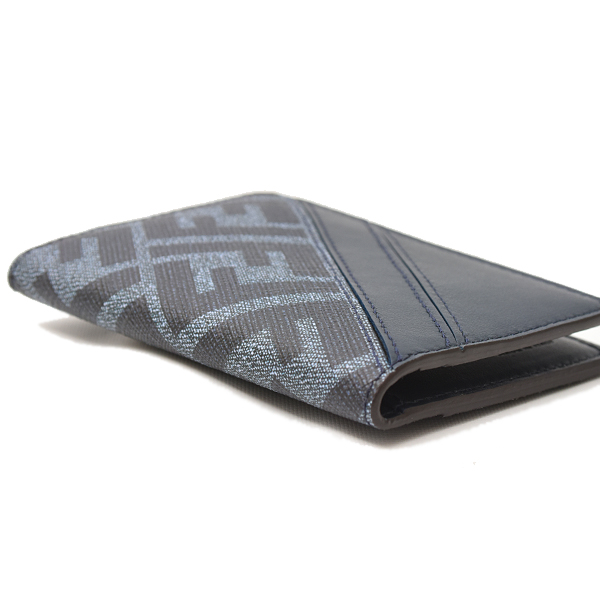 フェンディ カードケース メンズ ダイアゴナル カードケース PVC×レザー ブルー FENDI 7M0349ASICF1O97 中古