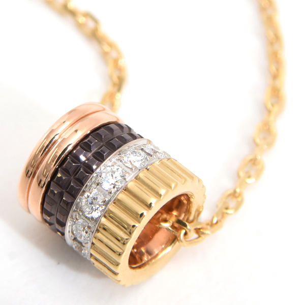 ブシュロン ネックレス レディース キャトルクラシック スモール ダイヤ ネックレス ゴールド BOUCHERON 750YG×WG×PG 中古