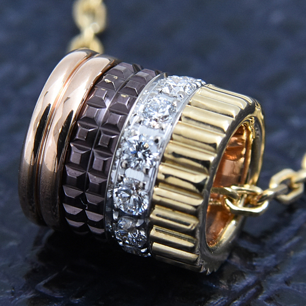 ブシュロン ネックレス レディース キャトルクラシック スモール ダイヤ ネックレス ゴールド BOUCHERON 750YG×WG×PG 中古