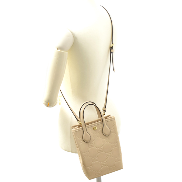 グッチ バッグ レディース スーパーミニバッグ ジャンボGG グッチシマ ベージュ レザー GUCCI 790133 未使用展示品