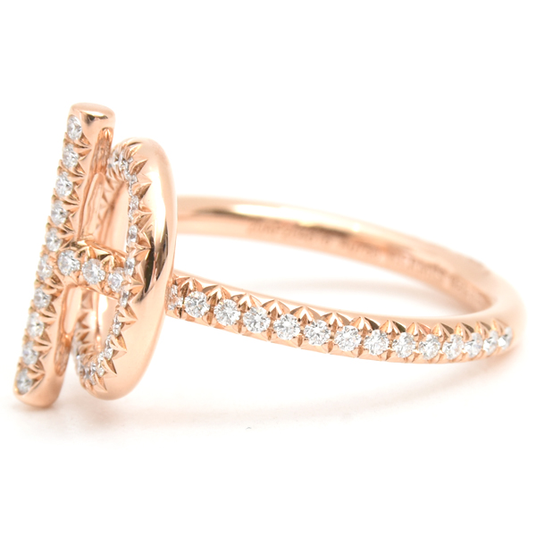 エルメス 指輪 レディース エシャペ PM ダイヤモンド リング 53号 ピンクゴールド HERMES 750PG 中古