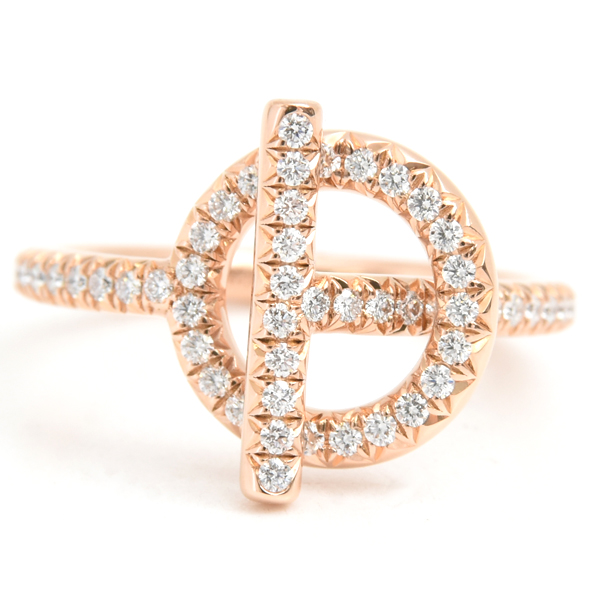 エルメス 指輪 レディース エシャペ PM ダイヤモンド リング 53号 ピンクゴールド HERMES 750PG 中古