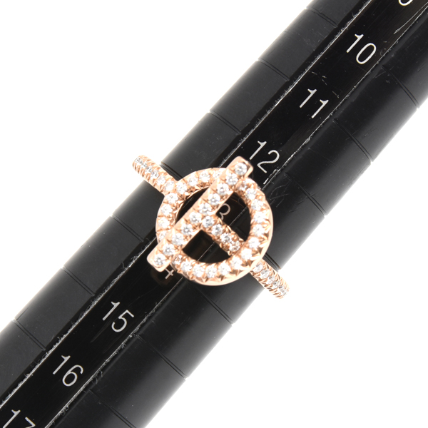 エルメス 指輪 レディース エシャペ PM ダイヤモンド リング 53号 ピンクゴールド HERMES 750PG 中古