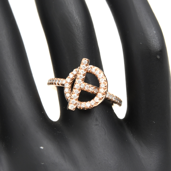 エルメス 指輪 レディース エシャペ PM ダイヤモンド リング 53号 ピンクゴールド HERMES 750PG 中古