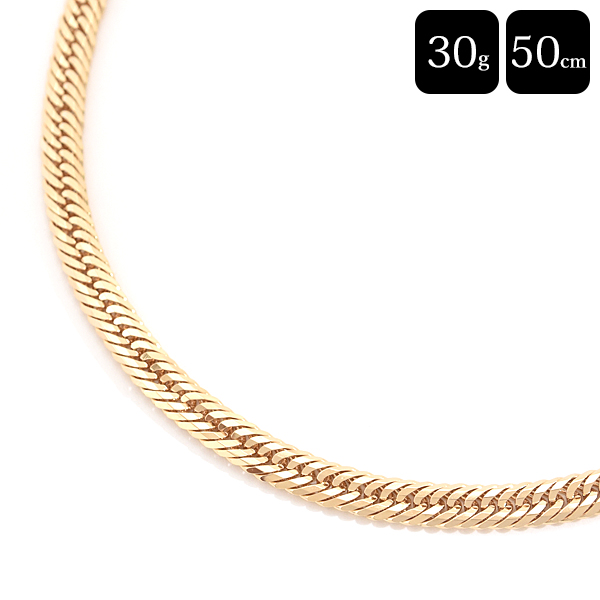 喜平 ネックレス K18 12面カット トリプル 30g 50cm 造幣局検定刻印入 メンズ レディース チェーン イエローゴールド YG 中古