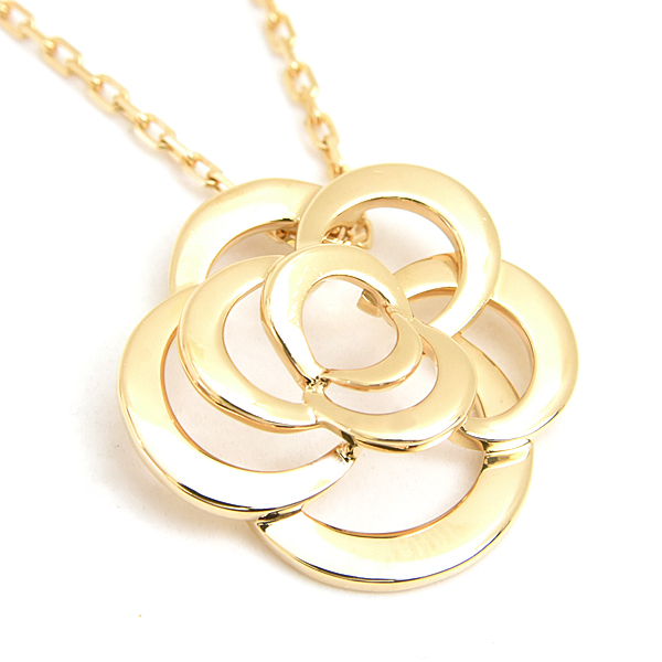 シャネル ネックレス レディース カメリア ペンダント イエローゴールド J2925 750YG K18 中古