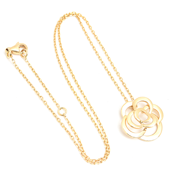 シャネル ネックレス レディース カメリア ペンダント イエローゴールド J2925 750YG K18 中古