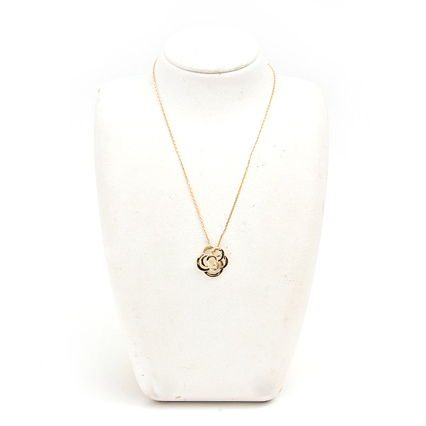 シャネル ネックレス レディース カメリア ペンダント イエローゴールド J2925 750YG K18 中古