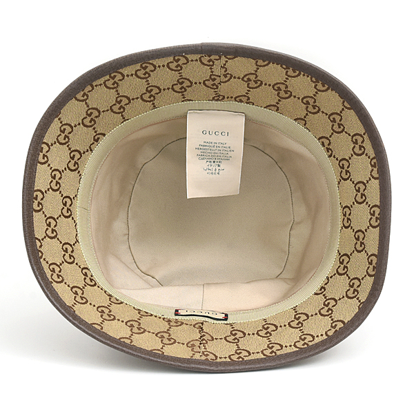 グッチ 帽子 メンズ GGキャンバス フェドラハット  Lサイズ 59cm キャンバス ベージュ ブラウン 576587 GUCCI 中古