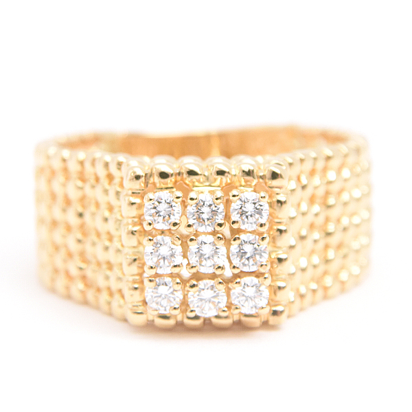 クイーンジュエリー 指輪 レディース 9Pダイヤ デザイン リング D0.29ct 12号 イエローゴールド 750YG Queen Jewelry 中古