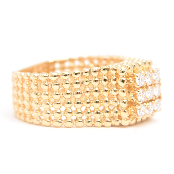 クイーンジュエリー 指輪 レディース 9Pダイヤ デザイン リング D0.29ct 12号 イエローゴールド 750YG Queen Jewelry 中古