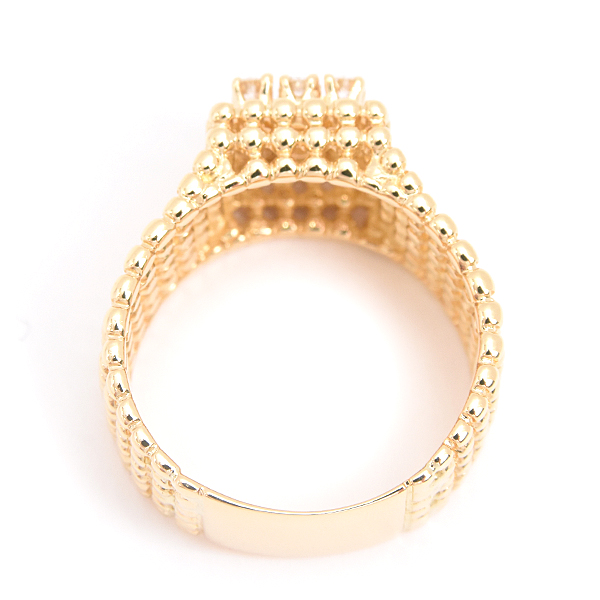クイーンジュエリー 指輪 レディース 9Pダイヤ デザイン リング D0.29ct 12号 イエローゴールド 750YG Queen Jewelry 中古