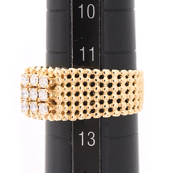 クイーンジュエリー 指輪 レディース 9Pダイヤ デザイン リング D0.29ct 12号 イエローゴールド 750YG Queen Jewelry 中古