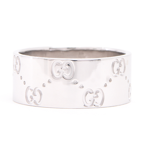 グッチ 指輪 メンズ アイコン ワイド リング 22号 実寸20.5号 ホワイトゴールド 750WG GUCCI 中古