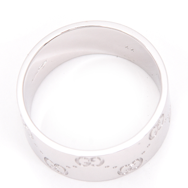 グッチ 指輪 メンズ アイコン ワイド リング 22号 実寸20.5号 ホワイトゴールド 750WG GUCCI 中古