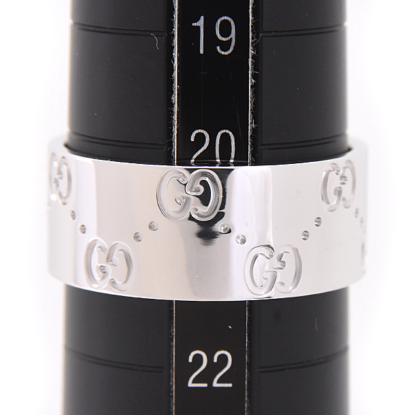 グッチ 指輪 メンズ アイコン ワイド リング 22号 実寸20.5号 ホワイトゴールド 750WG GUCCI 中古