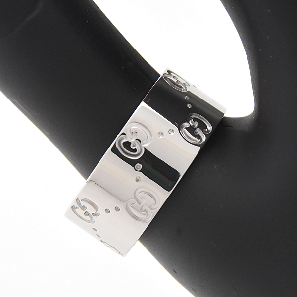 グッチ 指輪 メンズ アイコン ワイド リング 22号 実寸20.5号 ホワイトゴールド 750WG GUCCI 中古