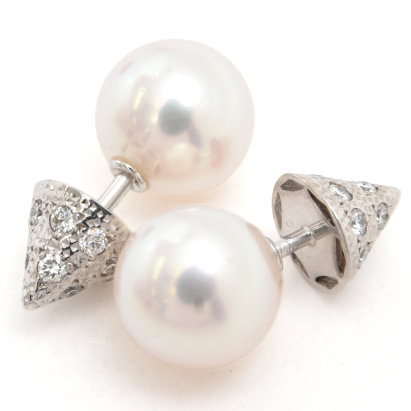 タサキ ピアス レディース リファインドリベリオン パール ダイヤ ピアス ゴールド TASAKI 750WG 中古