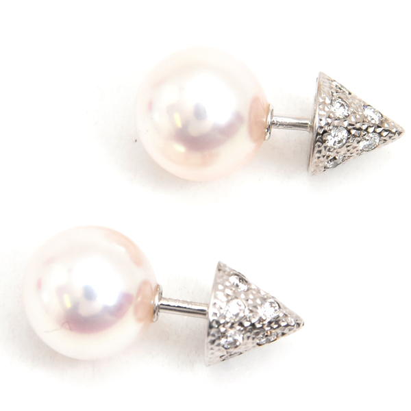 タサキ ピアス レディース リファインドリベリオン パール ダイヤ ピアス ゴールド TASAKI 750WG 中古