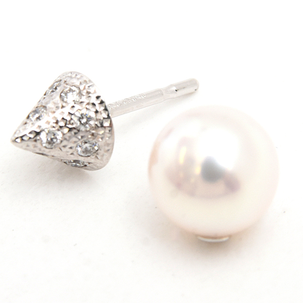 タサキ ピアス レディース リファインドリベリオン パール ダイヤ ピアス ゴールド TASAKI 750WG 中古