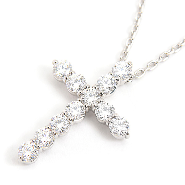 スタージュエリー ネックレス レディース ダイヤ クロス ペンダント D0.50ct プラチナ PT950 STAR JEWELRY 1XN0707 中古